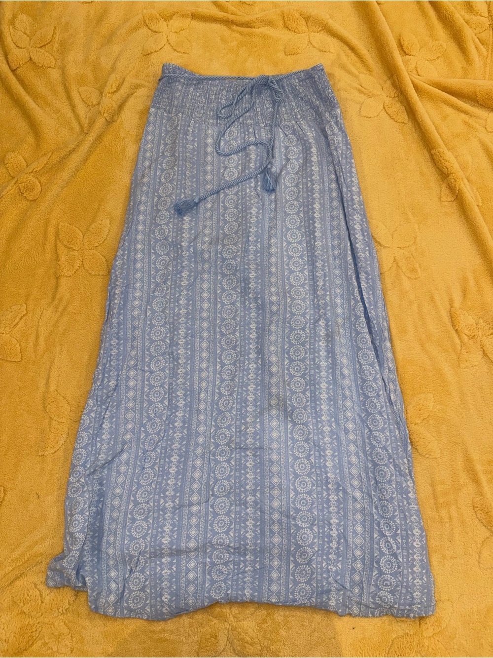 No Boundaries Light Blue Printed Maxi Skirt